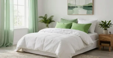 18 White Bedding with Green Accents Ideas for Fresh Vibes