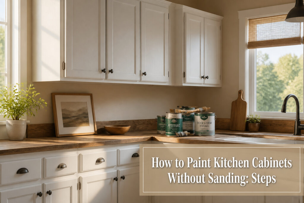 Freshly painted kitchen cabinets with a modern design.