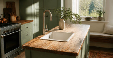 Various small kitchen islands with sinks designed for limited kitchen space.